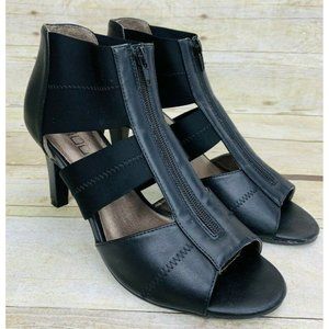 Moda Womens Black High Heel Ankle Booties Front Zipper Sz 8.5